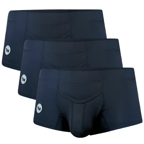 Men's 3in Nylon-Spandex Boxer Briefs 3pk - V-Fly, Athletic Fit, Custom Pouch, Breathable Nylon Stays Cool, Boxer Briefs Balance Fit and Freedom, Great for Work, Gym, Casual Wear, Plain Black