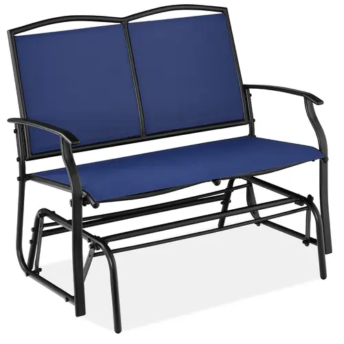 Best Choice Products 2-Person Outdoor Swing Glider, Steel Patio Loveseat, Bench Rocker w/ Armrests