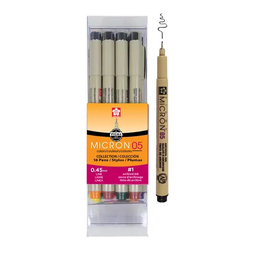 SAKURA Pigma Micron Fineliner Pen Set - 16-Pack Japanese Stationery Archival Ink Art Drawing Pens, Black Micron 05 Fine Tip Markers for Adult Scientists, Anthropologists, Office Writing Needs