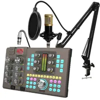HOSABELY SK80 Live Sound Card - Voice Changer, 3000mAh Bluetooth Amplifier Mixer Kit with 48V XLR Mic Boost, Dual-Channel High-Fidelity Audios, High SNR, Adjustable Long Arm Stand, USB-A to USB-C Cable, Streaming Equipment for Live Broadcast, Singing