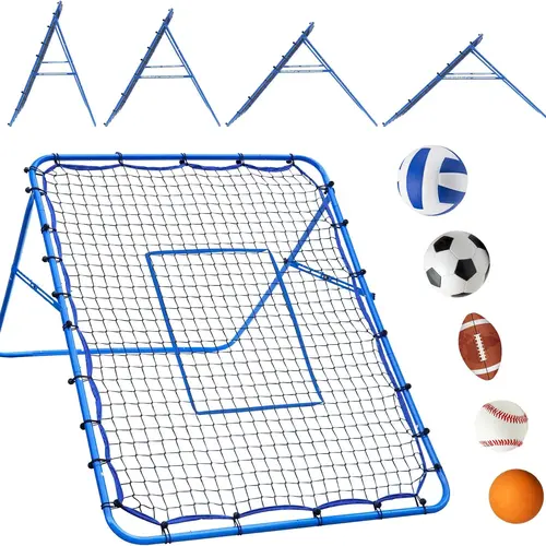 Winthai 5x4FT Unisex Multi-Sport Rebounder Pitchback Net with Steel Frame, 2x6-Angle Quick Adjustments, Target Ribbon Aim, Adjustable Targets, Compact Fold & Quick Setup, 1-Month Support, Ideal for Baseball Athletes’ Indoor/Outdoor Training,sohochic