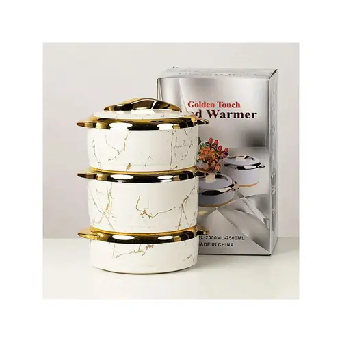 [LINE]3pcs Golden Touch Insulated Stainless Steel Food Warmer Set, Kitchenware Thermal Casserole Dish With Lids, Hot & Cold Food Container, Serving Bowl For Buffets & Office Use,sohochic