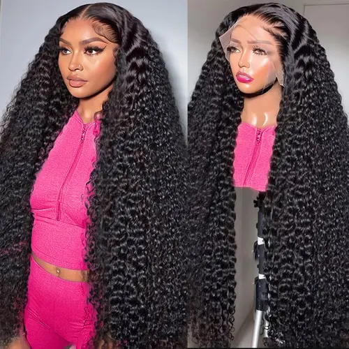 [30 in $85] Imani Female 30-Inch 13x6 HD Transparent Lace Front Wig, Deep Wave Human Hair, Pre-Plucked 200% Density, Heat Resistant, Affordable Natural Looking (Back to School Season),sohochic