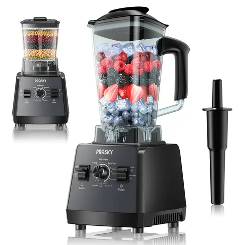 Prasky Pro 68oz Blender ,BPA-Free 2 Containers (Including 500ml), Dry/Wet Split,Countertop Model with Adjustable Speed, Pulse Function, Ice Crushing, Juice Smoothie Making for Smart Home Enthusiasts