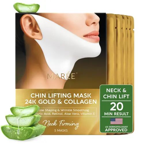 MARÉE V-Line Lifting Mask – Chin, Jawline & Neck Firming Mask – Collagen, PDRN, Hyaluronic Acid & More – 5 Masks campingessentials