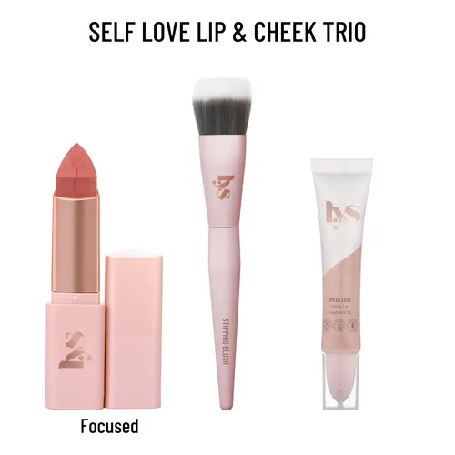 LYS Beauty Self Love Lip & Cheek Trio Makeup Set, Lipstick-Lipgloss Hybrid, Glossy Finish, Lip Care Essential for Daily Makeup Looks