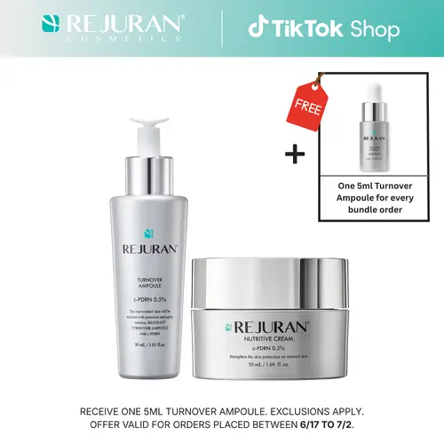 REJURAN Turnover Ampoule 1.01 fl oz & Nutritive Cream 1.69 fl oz - c-PDRN - Anti-Aging Face Serum for Firmness, Radiance, Youthful Skin Korean Skin Care