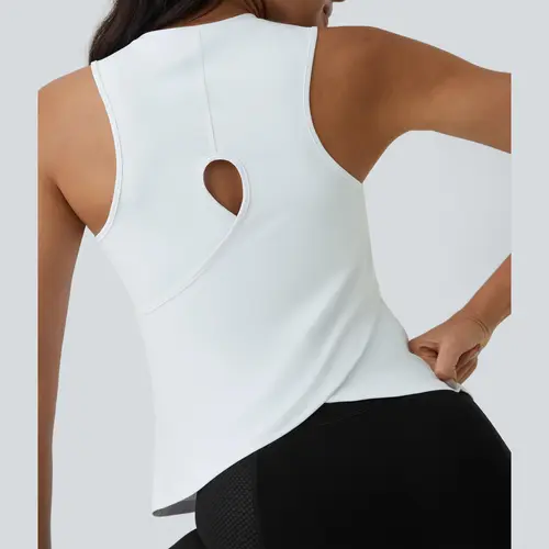 Halara Cut Out Crossover Hem Solid Yoga Tank Top #BackToSchool