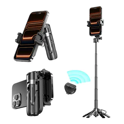 2026 New 4-in-1 Alloy Selfie Stick, 360° Rotatable, Wireless Bluetooth Control, Magnetic Phone Holder, Tripod Stabilizer, Clip, Retractable, Compact, Button-Operated, Silicone Handle, Portable Folding for Selfies, Vlogging, Smartphone Accessories, Camera,