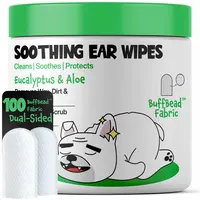 Roofus Pet Ear Grooming Wipes | 100ct | Eucalyptus & Aloe Natural Dog Ear Grooming Supplies