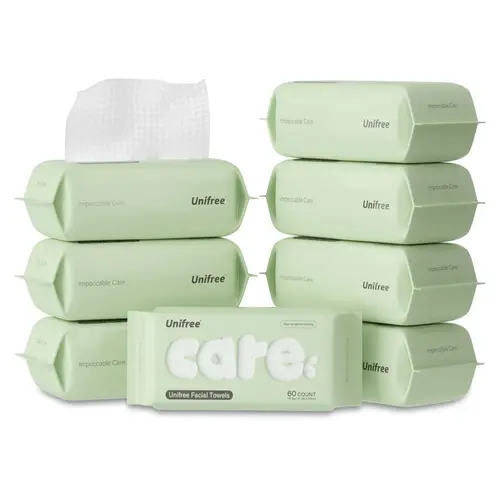 [C] Unifree Disposable Multi-Use Biodegradable Towelette, Soft Absorbent Tissue Towel for Skincare & Cleaning Supplies, Single-Use Sheet Face Towel Napkin Washcloth (sohochic)