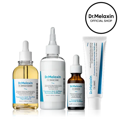 [Dr.Melaxin Official] TX Tranexamic Acid Dark Spot Care Line | TX Ampoule Cleanser + Peeling Toner + Ampoule Rx + Cream | Dark Spot, Brightening
