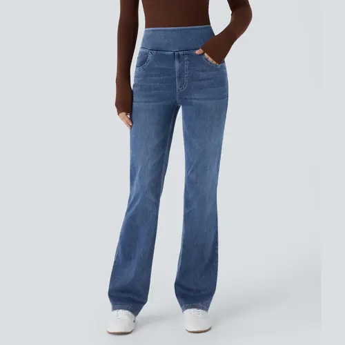 Halara Flex High Waisted Pockets Washed Casual Bootcut Jeans #BackToSchool