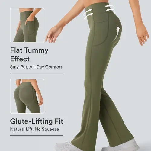 Halara UltraSculpt High Waisted Scrunch Butt Lifting Tummy Control Pocket Shaping Yoga Bootcut Leggings #BackToSchool