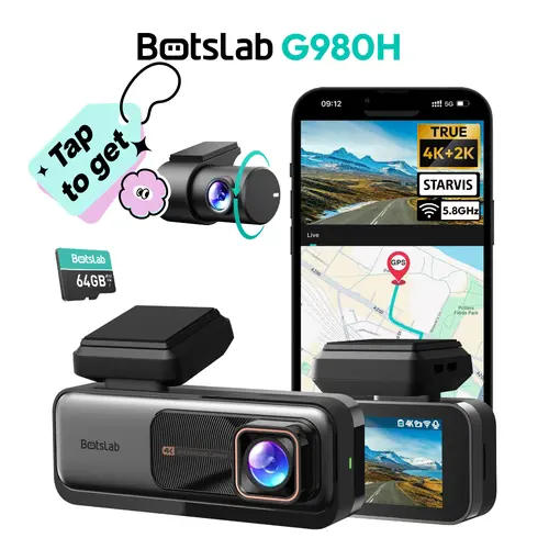Botslab 4K Dash Cam Front & Rear 170° Ultra Wide with ADAS Night Vision 24/7 Parking IMX415 Sensor WDR 64GB SD Card 5G WiFi GPS Loop Recording Automotive Dvr Camera Video Dashcam, Night License Read,toolupgrade