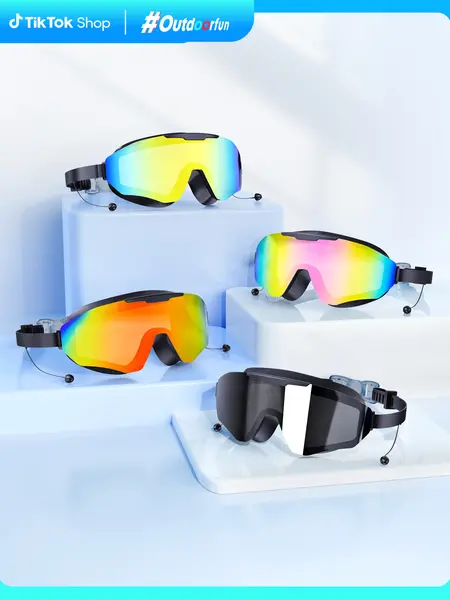 Viyawise Swim Goggles for Adults & Kids - Anti-Fog Full-Coverage, 3-Color UV Lens, Waterproof Earplugs & Nose Clip, Fit Outdoorfun