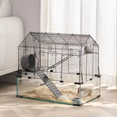 VEVOR Hamster Cage,  360° Viewing Transparent Hamster Habitats, Small Animal Cage, 22.8 x 15 x 21.3 in, Ventilated Pet Mouse Cages with Water Bottle, Portable Hamster House for Rats, Guinea Pigs