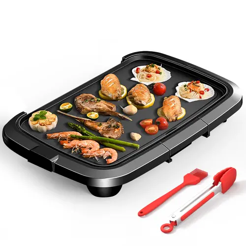 AORAN KITCHEN Indoor Smokeless Electric Flat Top Griddle - 10''×20'' Family-Size Universal Fry Griddle, 5 Adjustable Temperatures, Smooth Non-Stick Surface for Easy Cleaning, Ideal for Dorm Meals & Date Night,sohochic