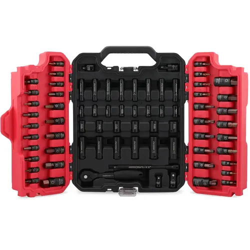 SEDY 73-Piece Hex Torx Bit Impact Socket Set - Phosphate Coat Resists Rust, Metric & SAE Ratchet & Socket Sets, Ratchet Handle, Adapters, Impact Universal Joint, Extension Bars, Organized Storage