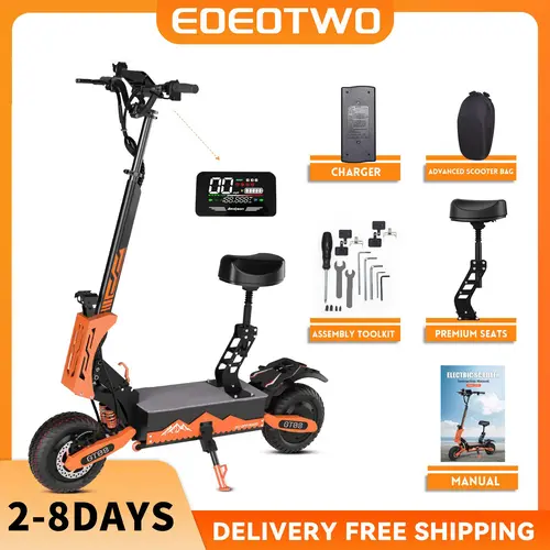Adult Motorized Scooter - 46 MPH, 11'' Off-Road Tires, 5600W Dual Motor, 60V27AH Removable Battery, Adjustable Seat, Dual Suspension Shock Absorbers for Sports & Outdoor Fitness, Motorized Scooters