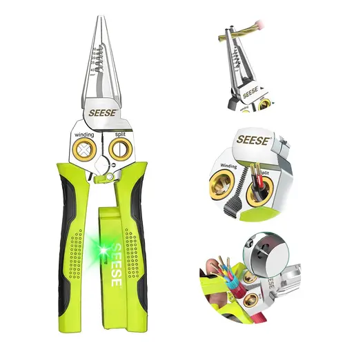 SEESE 8-in-1 Wire Stripper, Multi-Function Wire Stripping & Crimping Tool with Voltage Detection, Cable Cutter for Electricians & DIY