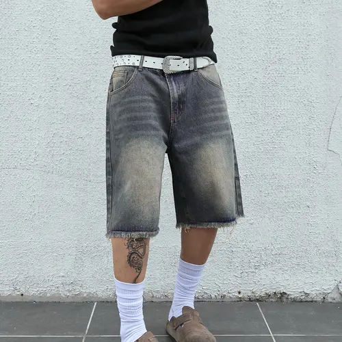 【Order Size Up】DealsForYouDays Straight Leg Jean Spring To Summer Shorts Raw Hem Low Rise Denim Bermuda Jorts Shorts Streetwear