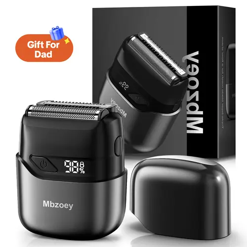 [Tiktokshopbacktoschool]Mbzoey Mini Mens Electric Facial Shaver, Compact Foil Groomer with Precision Titanium Blades, IPX7 Waterproof Rechargeable USB Shaver, Wet Dry Use, LED Fast Charging, Travel-Friendly for Smooth Shaves, Mens Gifts for Father's Day,,