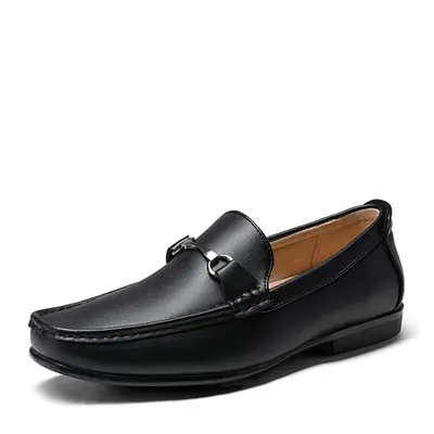 BRUNO MARC Men's Flat Heel Loafers - Faux Leather, Round Toe, Metal Horsebit Lace-Free Slip-On, Latex-Covered Insole, Polyvinyl Chloride Sole, Hand-Sewn Boutique-Style All-Day Walking Men's Shoes, Business Casual All Seasons Footwear,sohochic