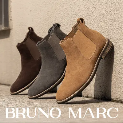 BRUNO MARC Men's Timeless Suede Round Toe Slip-On Ankle Boots - Comfortable Walking Shoes, Chic Casual Wear Footwear for Fall-Winter, Black Shoes,sohochic