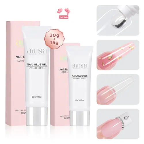 AILLSA Strong Solid Gel Nail Glue for Clear Nail Tips, Mini UV Lamp Strong Hold Cured Needed Acrylic Nails gel x nails Extension for Long Lasting Durable DIY Nail Art backtoschool sohochic, Acrylic Fake Nails, Gel X At Home