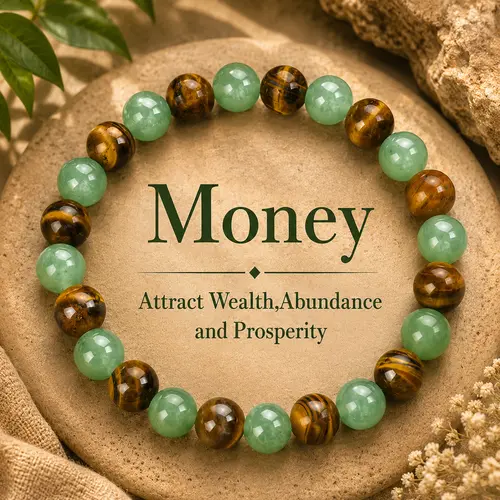 Unisex Tiger Eye & Green Aventurine Beaded Crystal Bracelet - Adjustable Size (5.9-7.87in) Accessories for Adults, Abundance & Prosperity, Wealth-Attracting Anniversary Costume Jewelry,sohochic