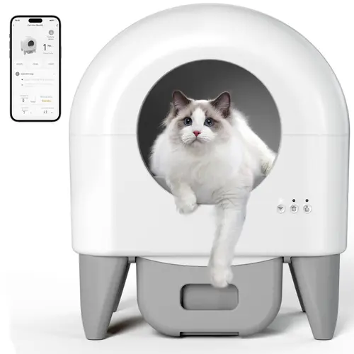 95L Modern Wi-Fi App-Controlled Automatic Self-Cleaning Cat Litter Box - Safety Sensors, Hybrid Design, Removable Waterproof Liner, 15-Day Waste Bin, 2 Garbage Bag Rolls for Pet Lovers,sohochic