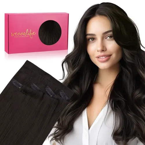 WENNALIFE Invisi Edge Clip in Hair Extensions Seamless Invisible Natural Straight Real Human Hair Chocolate Brown to Caramel Blonde#tiktokshopbacktoschool#sohochic
