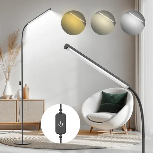 KEXU 15W Bright Corded Floor Lamp, 3700K-7000K Colors, Dimmable Gooseneck Angled Floor Lamp for Bedroom Reading Eye Protection, Modern Adjustable Lights for Bedroom, Adjustable Floor Lamps, Modern Mood Lighting, Home Decor, Ambient Lighting,sohochic