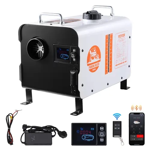 【toolupgrade】VEVOR 12-24V 2-8KW Air Heater, Car Accessories for Cars/RVs, Automatic Adjustable Battery Powered Heating with 110V Adapter, CO Alarm, Bluetooth APP, Remote Control & Display Screen