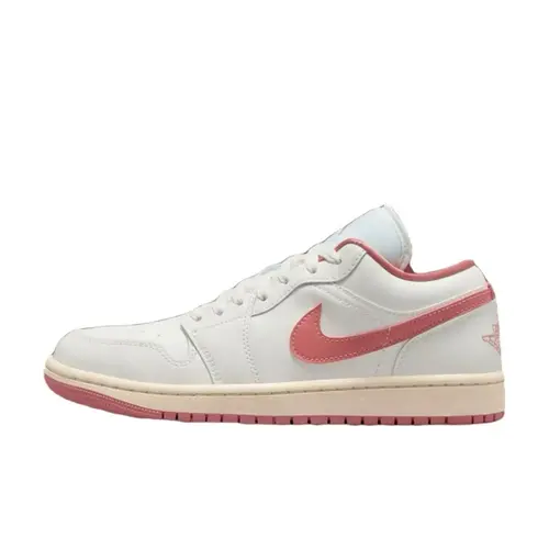 Women’s Nike Air Jordan 1 Low Sail Guava Ice Pink Salt Low-Top Sneakers - Leather Upper, Cushioned Sole, True Size, Contemporary Twist, Classic Athletic Walking Shoes for Daily Casual Wear