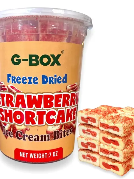 G-BOX Freeze Dried Ice Cream | Crunch Strawberry Shortcake Ice Cream Bites - Chocolate Eclair Ice Cream Bites - Perfect for Camping, Outdoor, and Party - Air-tight Sealed in a Deli Container