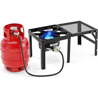 ROVSUN 100,000 BTU Propane Stove with Foldable 1/2 Side Shelf, Single Burner Gas Stove for Outdoor Cooking with Regulator, Perfect for Camping, Tailgating, Turkey Frying, Seafood Boiling & Home Brewing,TikTokShopBlackFriday