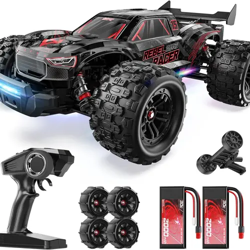 DEERC 1:14 Fast Brushless RC Cars, Max 46+ MPH, 2 3S Lipo Batteries 4x4 Waterproof RC Truck, All Terrain RC Truggy for Snow,Sand & Mud,  Rock Crawler