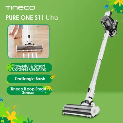 TINECO Pure One S11 Ultra Smart Cordless Stick Vacuum Cleaner - Rechargeable, Anti-Tangle ZeroTangle Brush, Lightweight, Quiet, Powerful Suction, Detachable Handheld Convertible, Multiple Attachments, Smart App Integration, Docking Station