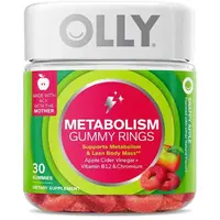 OLLY Metabolism Gummy Rings, Apple Cider Vinegar, Vitamin B12, Chromium, Energy and Digestive Health, Chewable Supplement, Apple Flavor - 30 Count