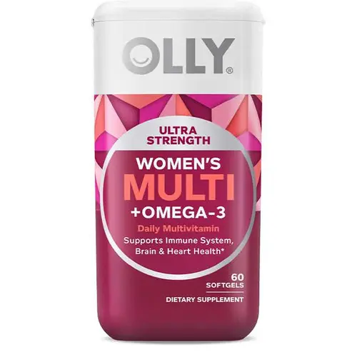 Olly Ultra Women's Daily Multivitamin Supplement Softgels, Overall Health, Immune System Support, Mint, Pink, 60 Count