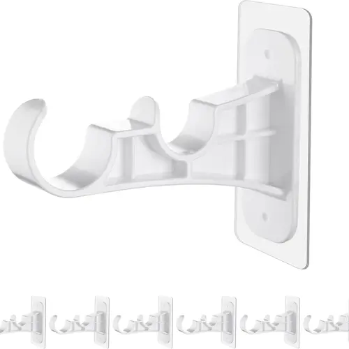 Antimbee White 6-Pack Invisible Acrylic-Gel Adhesive No-Drill Double Curtain Rod Brackets, 2 Hooks Per Pack, 13lb Heavy Duty, Renter-Friendly Damage-Free, 6pack Coverage for Apartment & Dorm, Fits Glass/Mirror,sohochic