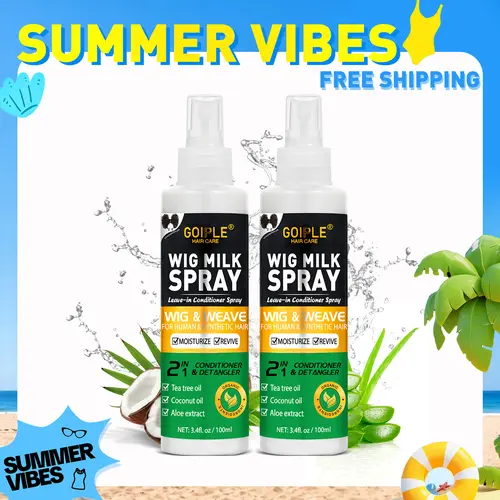 【SUMMER VIBES】Wig Milk Spray 2 in 1 Organic Leave-In Conditioner Spray for Synthetic Hair - Hydration & Replenishes Moisturizer Coconut Oil Aloe Extract,back to school,sohochic
