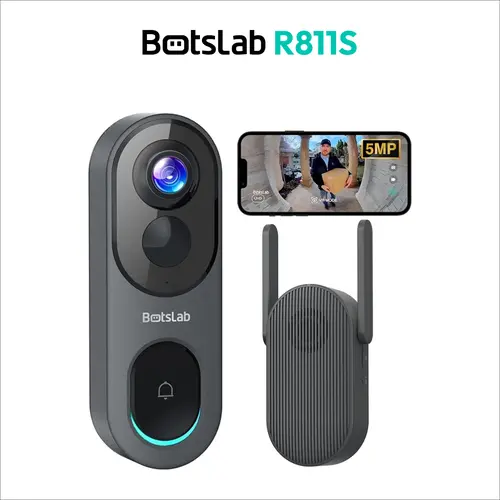 Botslab Wireless Doorbell Camera, 5/3MP Battery-Powered, 360° Panoramic View, 1:1 Full Body View, No Monthly Fee, 2.4GHz Home Use, Motion Detect, Radar+PIR Cut False Alerts, VR 4View Modes, 180 Days From 1 Charge,toolupgrade