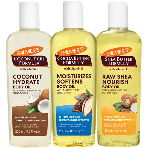 Palmer's Cocoa Butter, Shea Butter & Coconut Oil Body Oil Moisture Bundle Pack for Hydrated, Moisturized & Glowing Silky Skin
