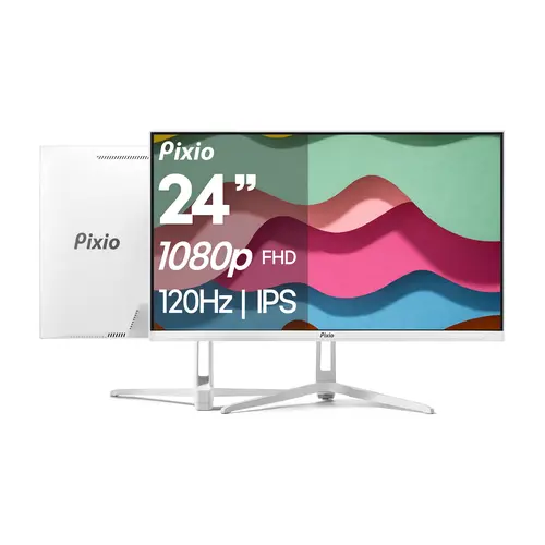 Pixio PX246 Wave Flat Desktop Computer Monitor, 24in FHD1080p IPS Panel, 120Hz Refresh Rate, 4ms GTG Response Time, AdaptiveSync, for Gamers/Streamers, Desk Work