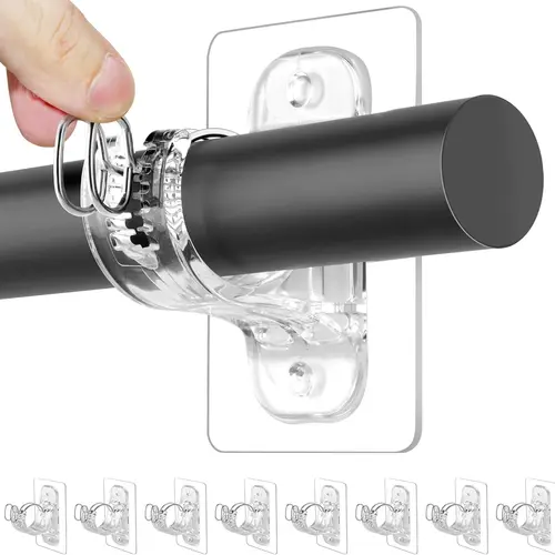 8-pack No Wall Damage Rod Holders, No Drill Adhesive Curtain Rod Brackets, Sticky Curtain Rods Hooks, Nail Free Adjustable Curtain Hanger for Wall, Fallhomedecor, Back to School, Sohochic