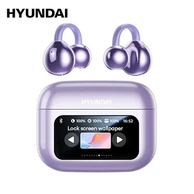 M100 Clip-On Wireless Ear Headphones with Smart Display, Bluetooth 6.0 Stable Connection, HiFi Sound Earbuds for Music & Phone Calls, Sport Sweatproof Design, Compatible with Android & iOS