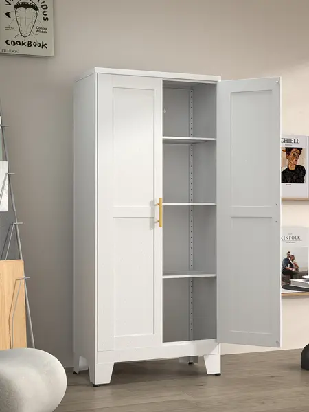 Metal Pantry Cabinet 47" with 2 Doors & 3 Adjustable Shelves, Kitchen Pantry Storage Cabinets for Dining Room, Living Room, Bathroom Furniture Organization storage cabinets drawer dresser  Cupboard Organizer